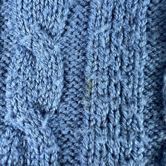 Fred Perry Sweater Vest Adult Medium Blue Faded Cable Knit Sleeveless V Neck - Picture 2 of 10